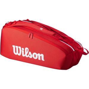 imageWILSON 2025 Super Tour Red Tennis Racket Bags  RedWhiteHolds up to 6 Rackets