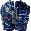 imageWILSON NFL Stretch Fit Football Gloves  Youth and Adult SizesNew England Patriots