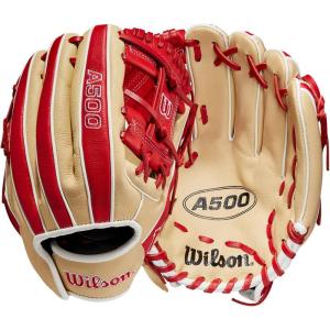 imageWILSON 2023 A500 Youth Baseball GloveBlondeRedWhite