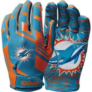 imageWILSON NFL Stretch Fit Football Gloves  Youth and Adult SizesMiami Dolphins