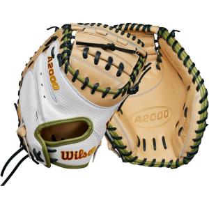 imageWilson Fall 2024 Sashel Palacios A2000 FPCM23SS 34 Fastpitch Catchers Mitt  Right Hand Throw WhiteBlondeOlive