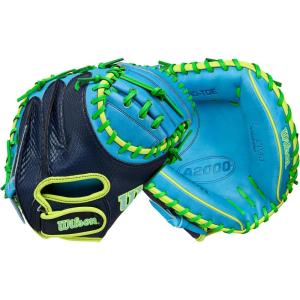 imageWilson Fall 2025 A2000 Baseball GlovesNavySky BlueNeon Green