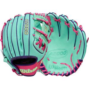 imageWilson Fall 2025 A2000 Baseball GlovesSeafoamFlamingoOptic Yellow