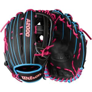 imageWilson Summer 2025 A2000 Baseball GlovesBlackSky BlueFlamingo