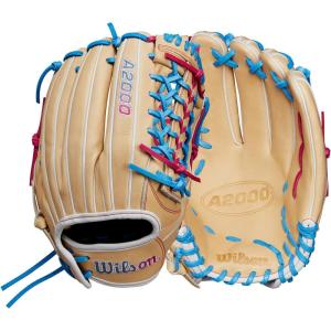 imageWilson Winter 2024 A2000 Fastpitch GlovesBlondeBlueFlamingo