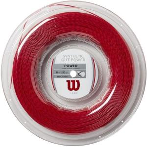 imageWILSON Synthetic Gut Power Tennis String  Set and 200m Reel 16 and 17 GaugeRed