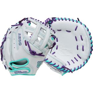 imageWilson 2026 A500 Siren Fastpitch Softball GlovesWhiteSeafoamPurple