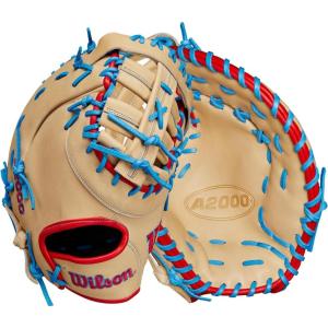 imageWilson Spring 2025 A2000 Baseball GlovesBlondeRedSky Blue