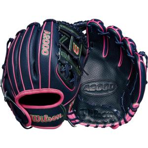 imageWilson Spring 2025 A2000 Baseball GlovesNavyFlamingoNeon Green