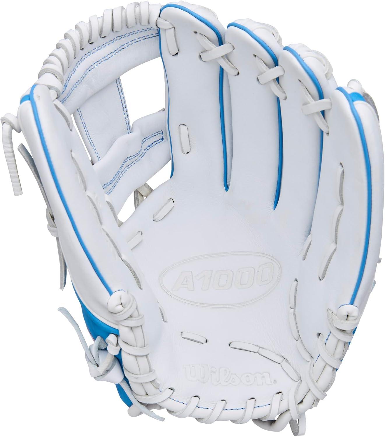 imageWilson 2026 A1000 Infield and Outfield Fastpitch GlovesWhiteCool BlueRed
