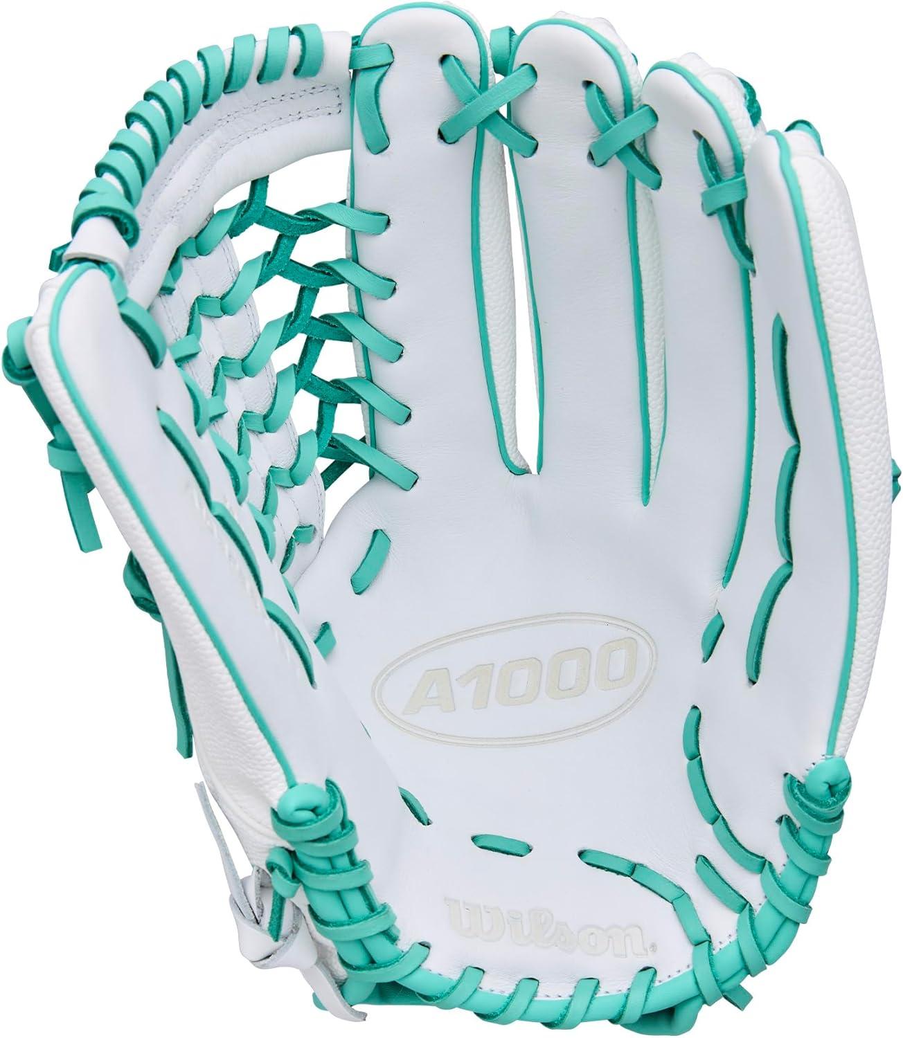 imageWilson 2026 A1000 Infield and Outfield Fastpitch GlovesWhiteSeafoamBlack