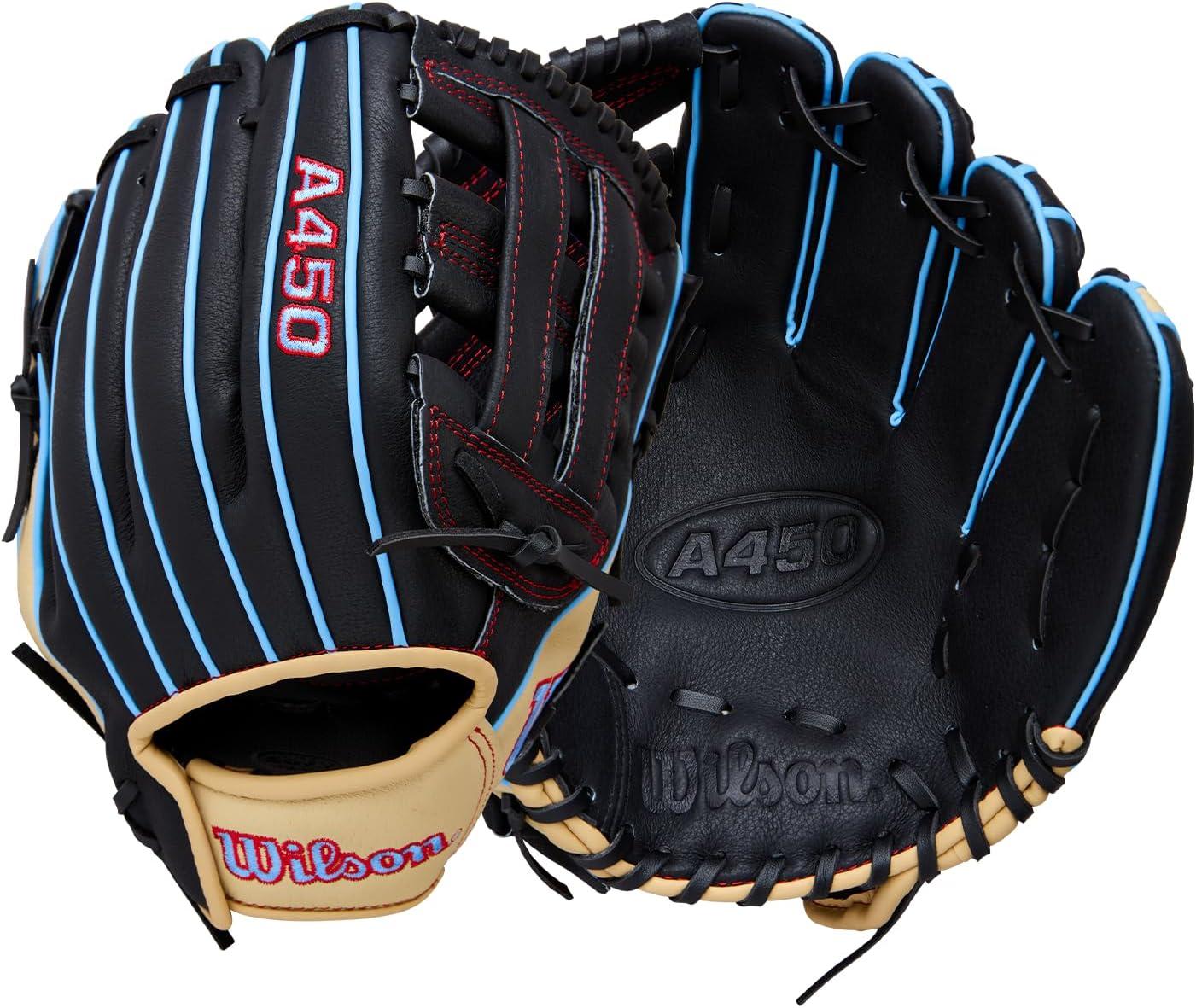 imageWilson 2026 A450 Baseball GlovesBlackCool BlueRed