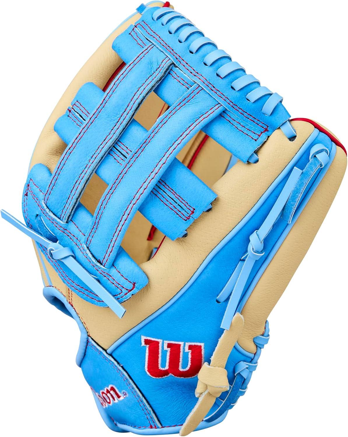 imageWilson 2026 A450 Baseball GlovesBlondeCool BlueRed