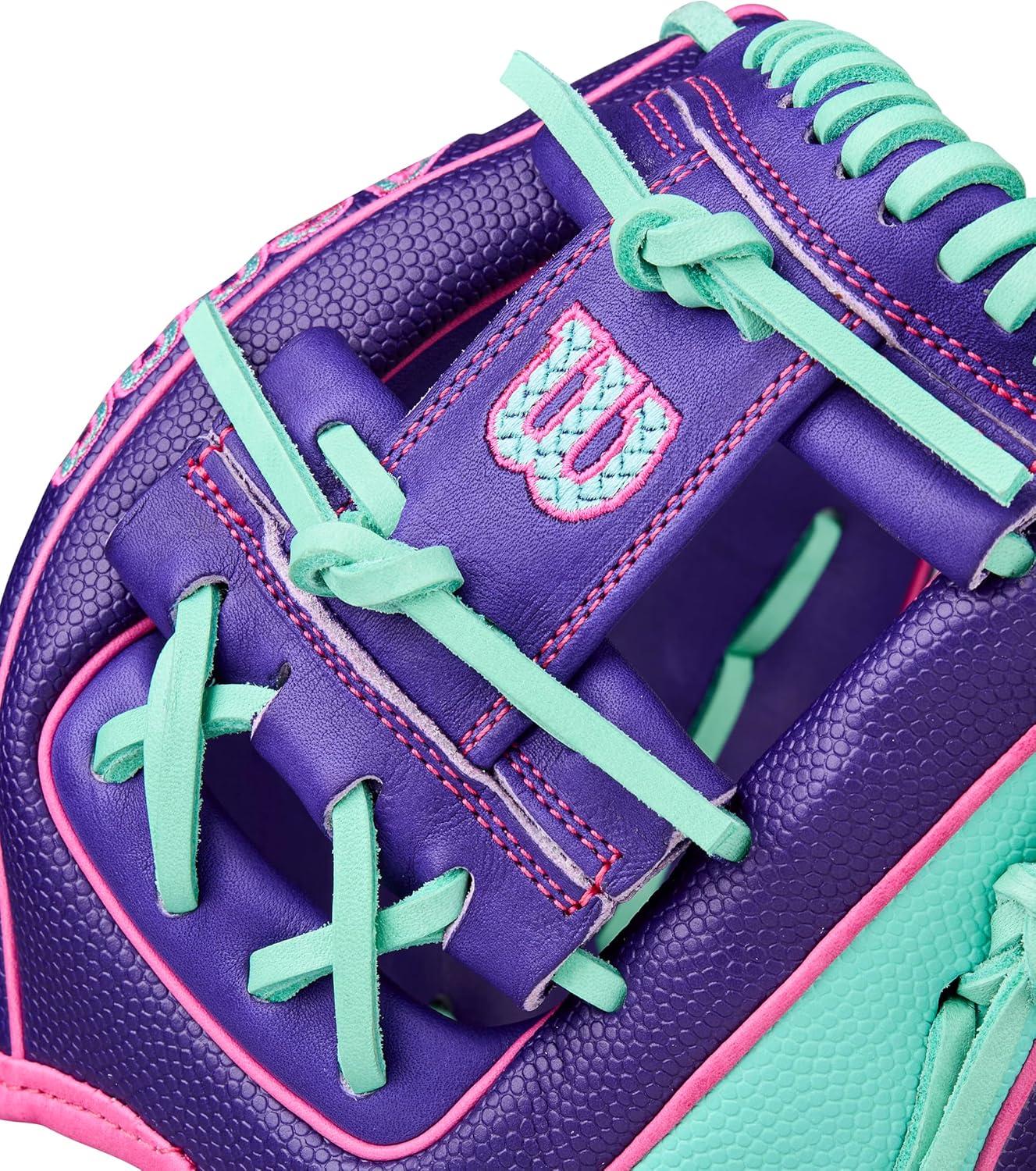 imageWilson Winter 2025 A2000 Baseball GlovesPurpleSeafoamFlamingo