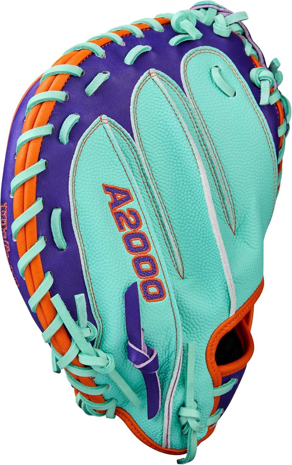 imageWilson Winter 2025 A2000 Baseball GlovesSeafoamPurpleOrange