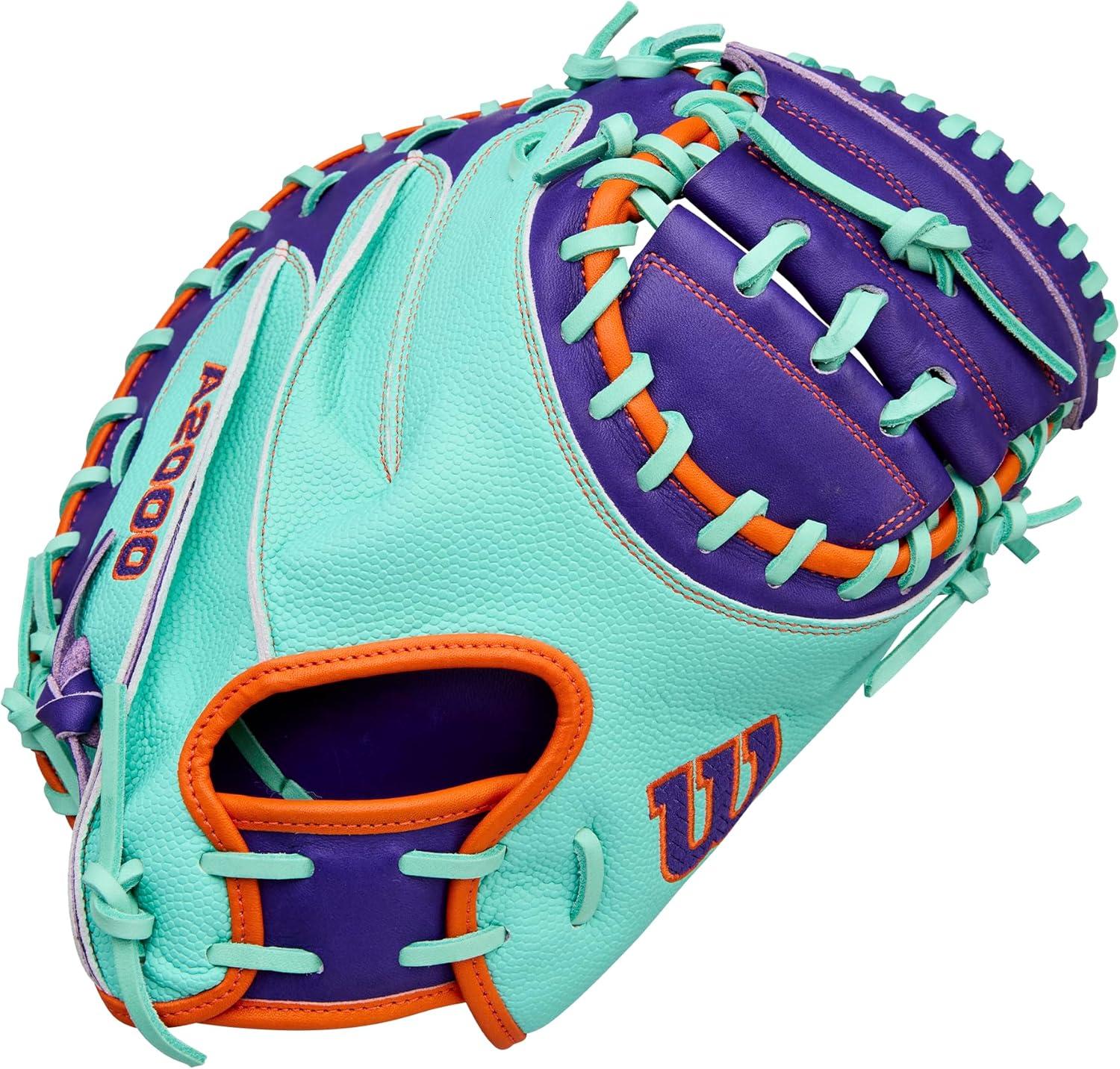 imageWilson Winter 2025 A2000 Baseball GlovesSeafoamPurpleOrange