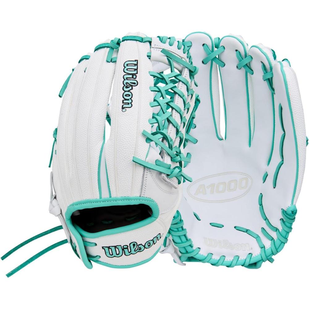 imageWilson 2026 A1000 Infield and Outfield Fastpitch GlovesWhiteSeafoamBlack