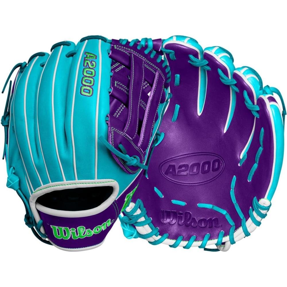 imageWilson Winter 2024 A2000 Baseball GlovesTealPurpleGreen