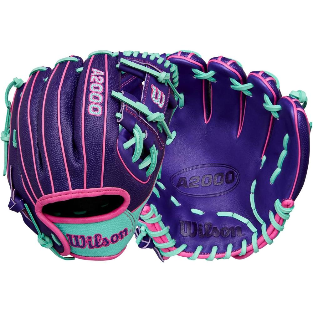 imageWilson Winter 2025 A2000 Baseball GlovesPurpleSeafoamFlamingo