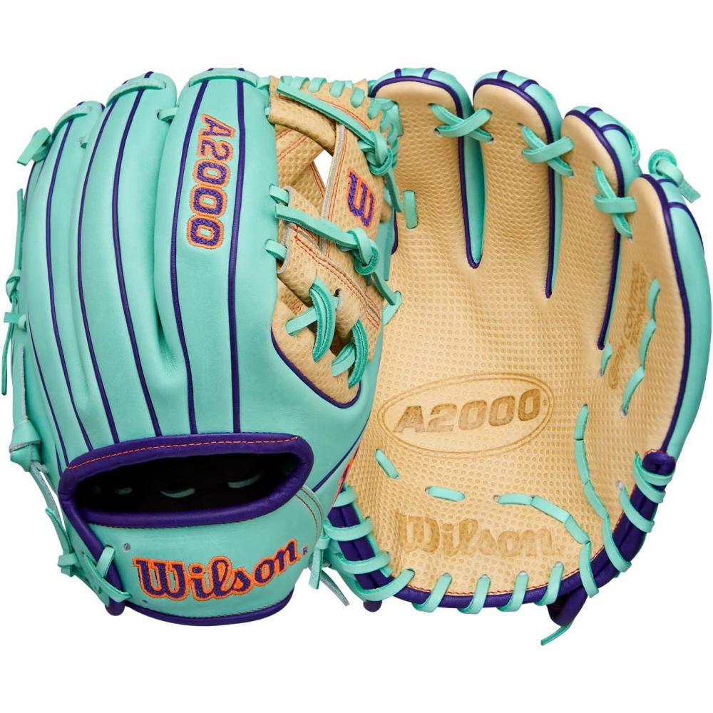 imageWilson Winter 2025 A2000 Baseball GlovesSeafoamBlondePurple