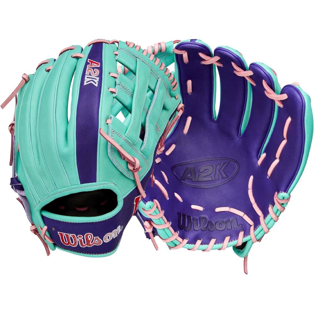 imageWilson Winter 2025 A2K Baseball GlovesSeafoamPurplePink