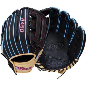 imageWilson 2026 A450 Baseball GlovesBlackCool BlueRed