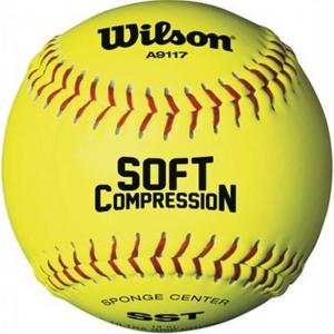 imageWILSON WTA9317T 11Inch Optic Yellow Soft Compression Center Optic Yellow Softballs 1Dozen