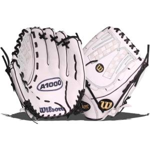 imageWilson 2022 A1000 V125 125quot Fastpitch Outfield Glove  Right Hand Throw BlackWhite Metallic Gold