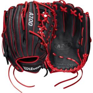 imageWilson 2022 A700 12quot Outfield Baseball Glove  BlackRed Left Hand Throw