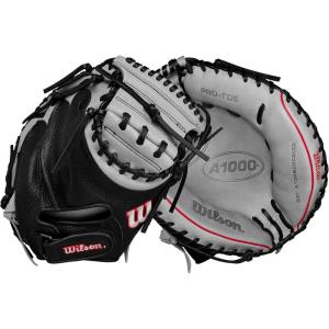 imageWilson 2024 A1000 CM33 33 Baseball Catchers Mitt  SilverBlackRed Right Hand Throw