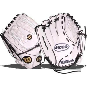 image:imageWilson 2022 A1000 V125 125 Fastpitch Outfield Glove  Left Hand Throw BlackWhiteMetallic Gold